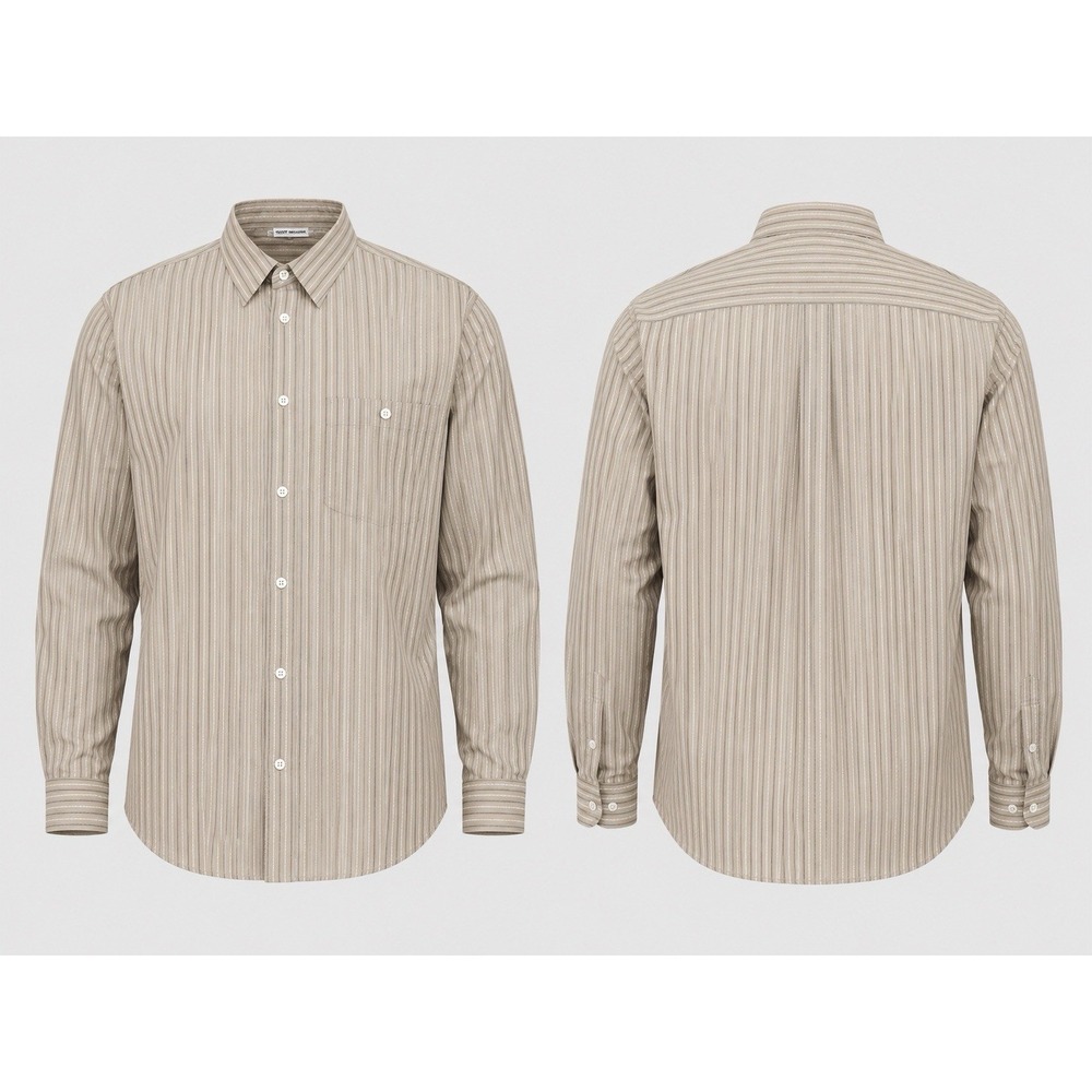 Giorgio Armani Le Collezioni Men's Shirt 16.5 34/35 Tan Striped EXCELLENT Italy